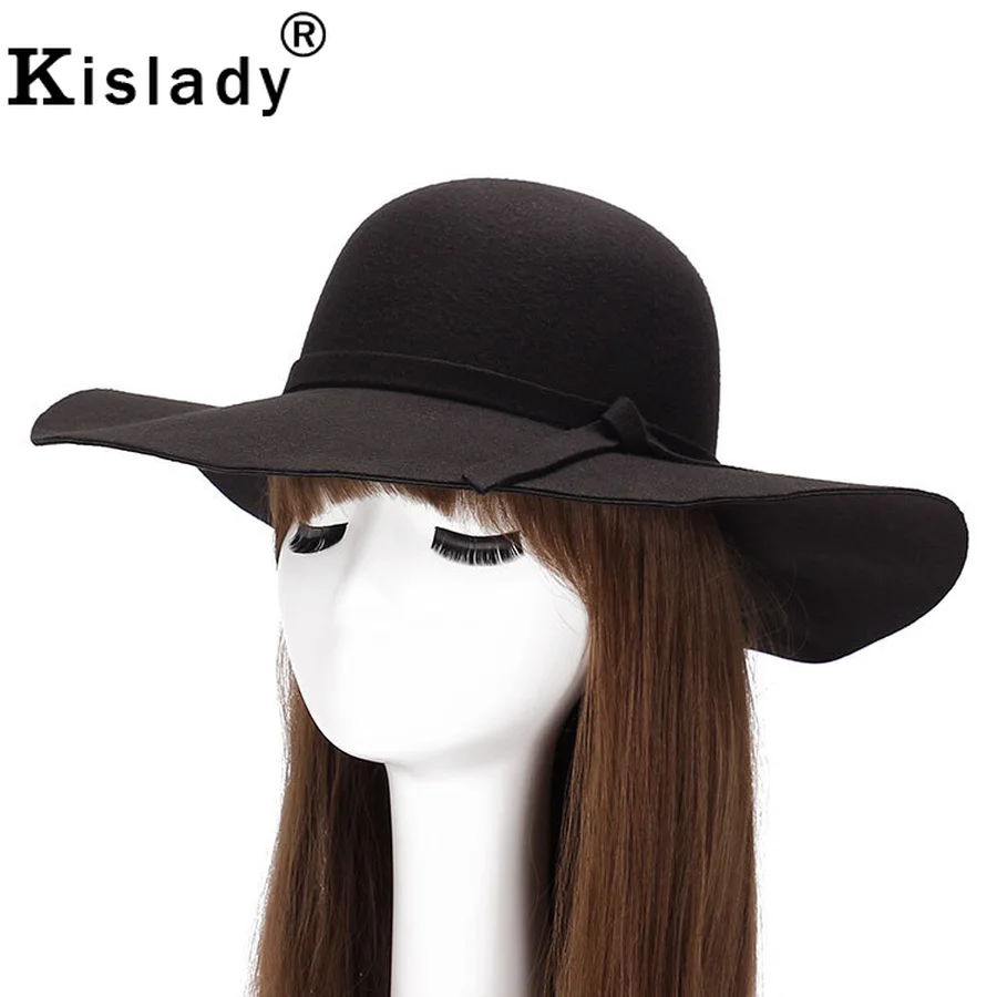 Kislady Осень Зима Дикая с большим краем шерсть фетровая шляпа для дам модные
