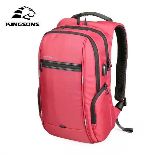Kingsons Анти-Вор Водонепроницаемый USB bagpack 13/15/17 дюйм(ов) ноутбук рюкзак для Для мужчин школьный рюкзак сумка для мужчин для путешествий Mochila - Цвет: Model A red