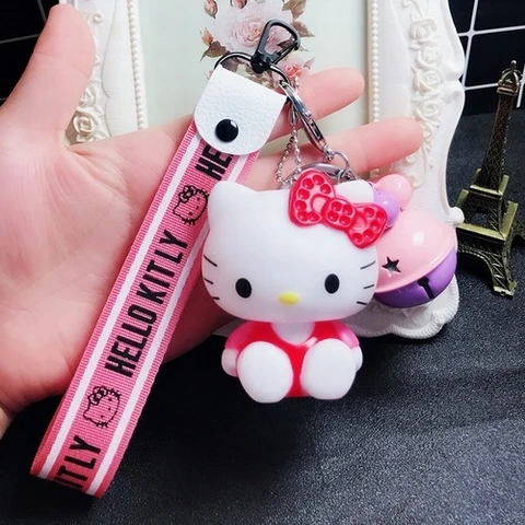 3 Милый мультяшный брелок hello kitty из кроличьего меха с помпонами и помпонами, брелок для женщин с кожаным ремешком и металлическим кольцом для ключей, брелок для автомобильных сумок D118 - Цвет: 3
