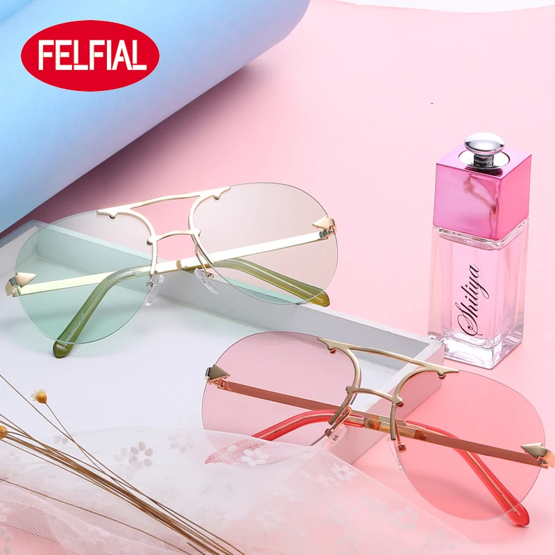 Felfial vintage pilot Полуободковые солнцезащитные очки мужчины люксовый бренд HD uv400