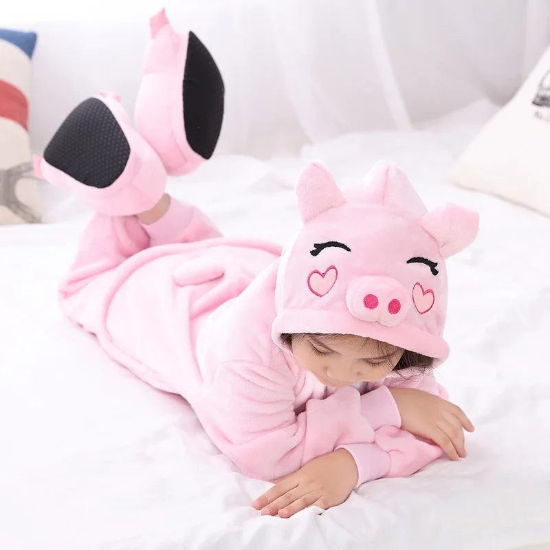 pink pig Kuguurumi/пижамы с единорогом для мальчиков и девочек; пижамы с рисунками животных; детская одежда для сна; комбинезон; Детский комбинезон; детская пижама; комбинезоны - Цвет: pink pig