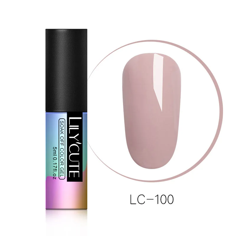 LC-100 LILYCUTE, 5 мл, блестящий гель, голографический лак, радужные лазерные хлопья, долговечный, замачиваемый, УФ светодиодный, для дизайна ногтей, Гель-лак для маникюра - Цвет: LC-100