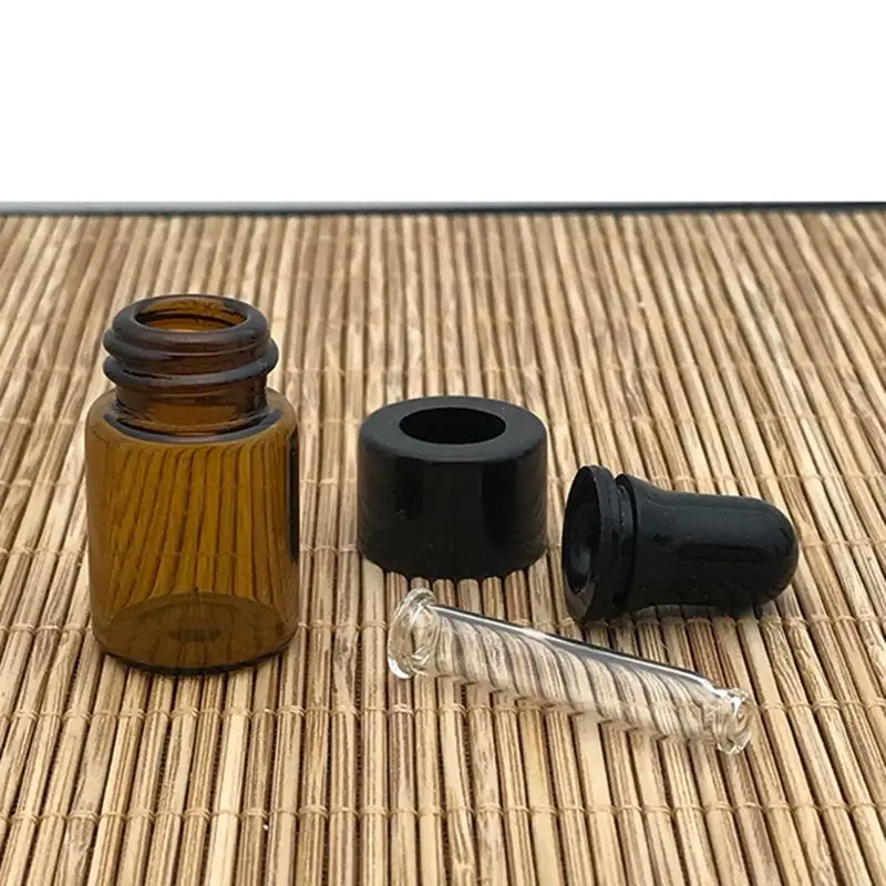 10 шт янтарные стеклянные флаконы капельницы с черной крышкой для эфирных масел