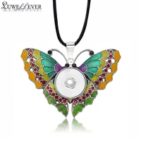 hot sale fashion interchangeable butterfly crystal ginger necklace 147 fit 18mm snap button pendant charm jewelry for women gift