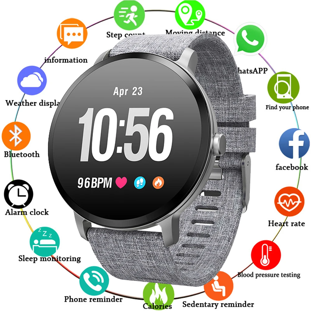 

CHENXI V11 Smart watch Mens IP67 waterproof Tempered glass Activity Fitness tracker Heart rate monitor BRIM Men women smartwatch