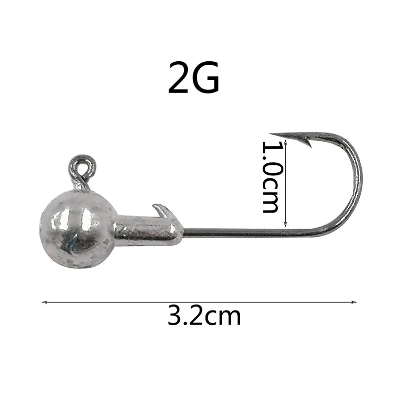 2g OUTKIT 10 шт/Лот, новинка, высокое качество, 1,5 г/2 г/3,5 г/5 г/7 г/10 г/14 г, свинцовая головка, крючок, джиг, приманка, рыболовные крючки для мягкой приманки, рыболовные снасти - Цвет: 2g