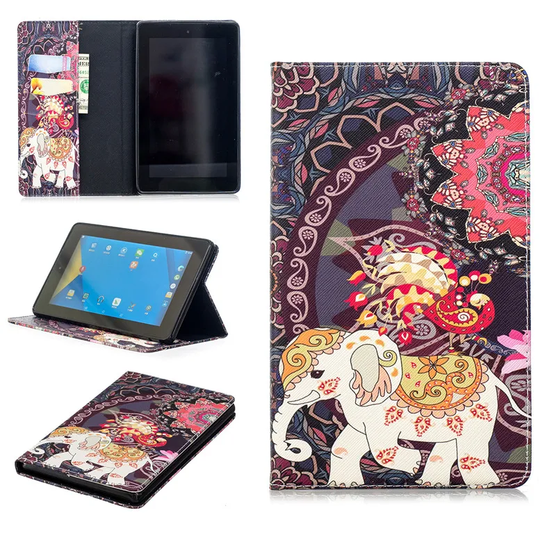 Новый мультфильм тонкая Tablet Case для Amazon Kindle Fire 7 2017 искусственная кожа Стенд чехол