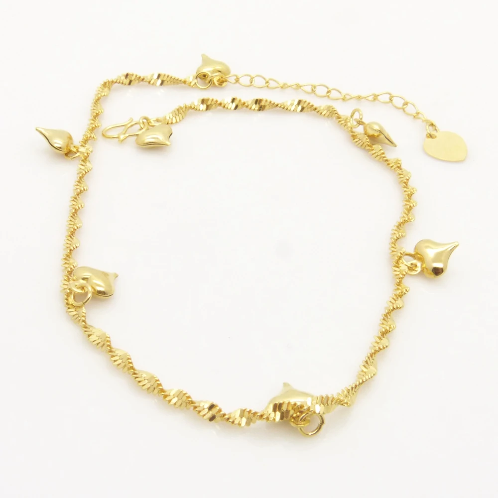 Браслет на ногу с сердцем и золотым наполнителем|link supply chain|chain link fence for salechain bracelet |