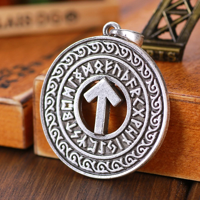 Tiwaz Руна в рунические Кулоны из нержавеющей стали круг талисман Винтаж Подвески