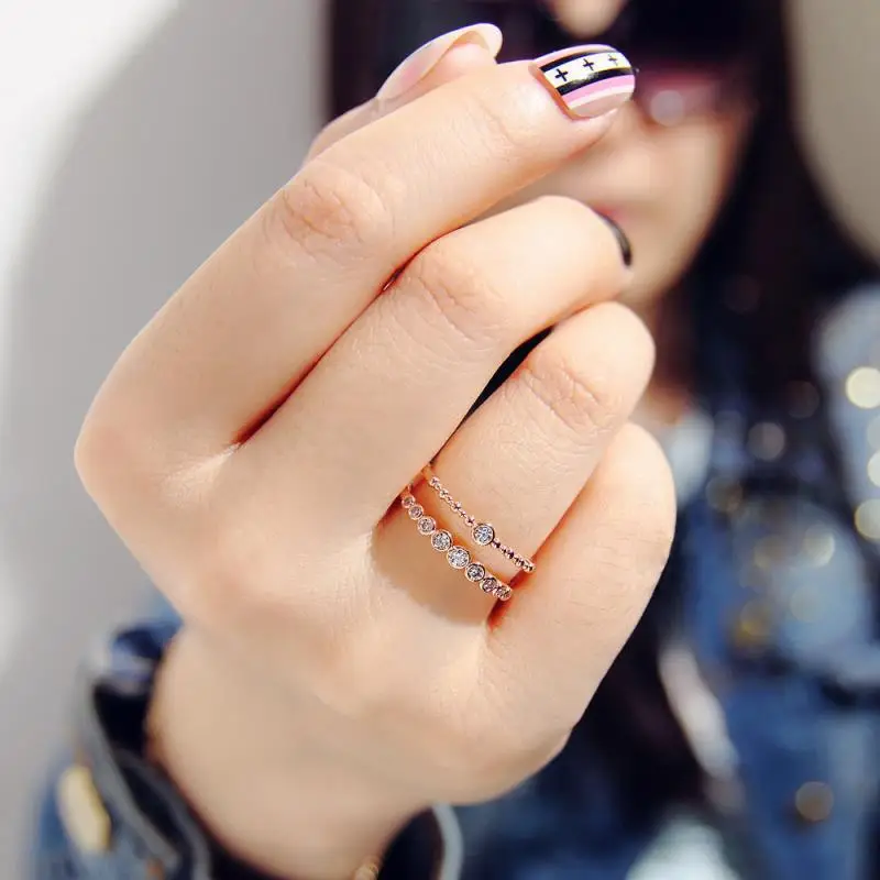 Регулируемое кольцо в Корейском стиле для женщин открытое Двухслойное с
