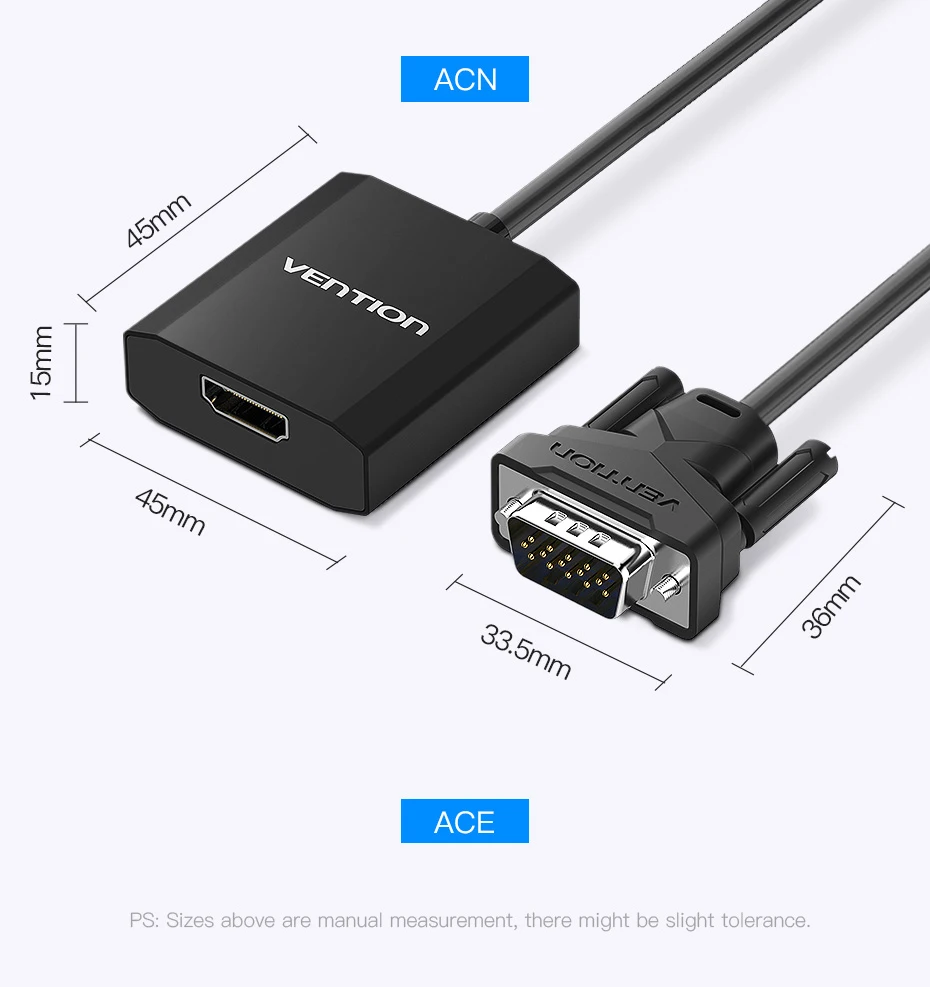 Vention vga-hdmi адаптер с аудио поддержкой 1080P для ПК ноутбука к HDTV проектор Видео Аудио конвертер VGA HDMI конвертер 1 м
