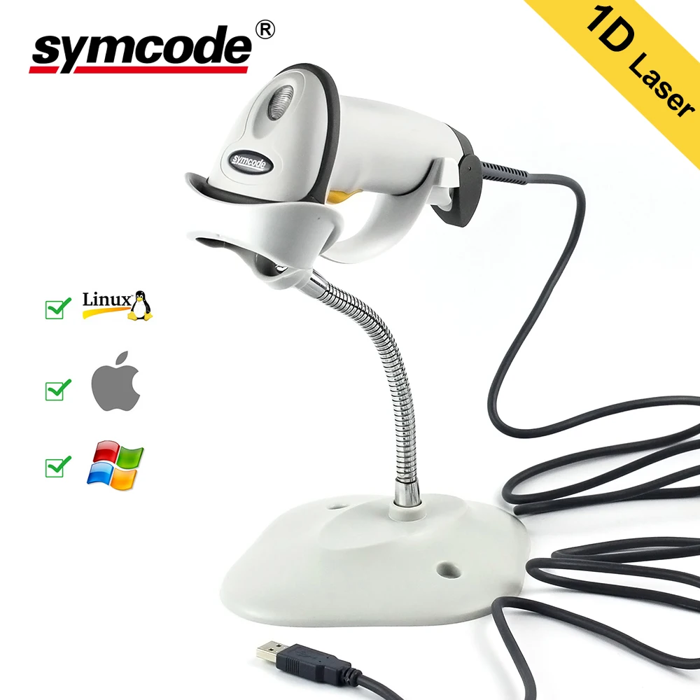 USB Автоматический сканер штрих кода Symcode 1D лазерный проводной беспроводной