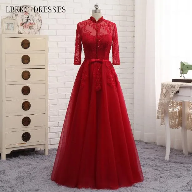 

Vestido De Festa Long Sleeves Muslim Evening Dress A Line Lace Party Gown Mother Of The Bride Dresses Robe De Soiree