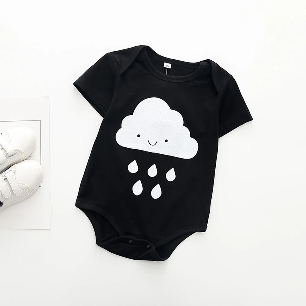 Cotton Baby Clothes Toddler Boy Girl Romper Cartoon Panda And Raindrop Printed Infant Costume Short Sleeve Newborn Jumpsuit | Детская