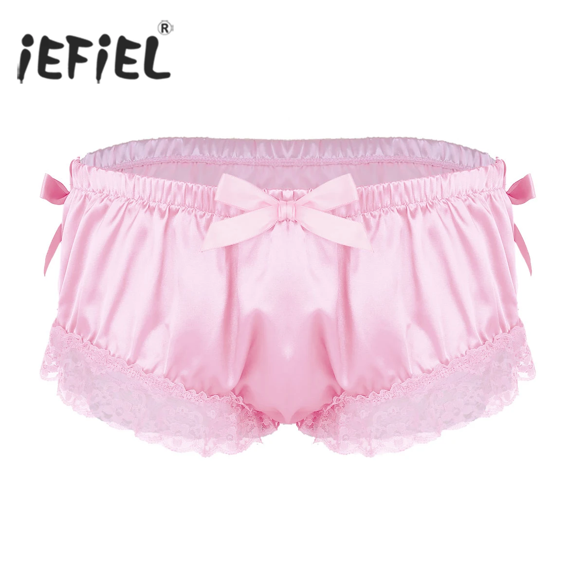 

Mens Sissy Panties Shiny Soft Satin Lingerie Ruffled Floral Lace Cute Bowknot Knickers Sexy Briefs Male Gay Underwear Underpants