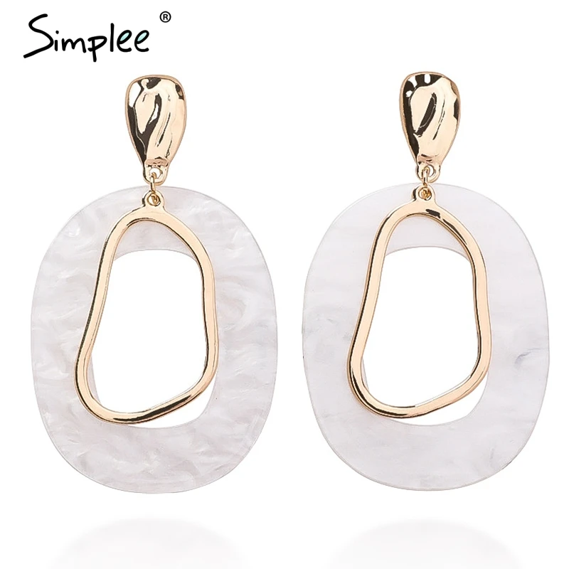 Женские акриловые фигурные серьги Simplee Модная изысканная бижутерия с отверстием