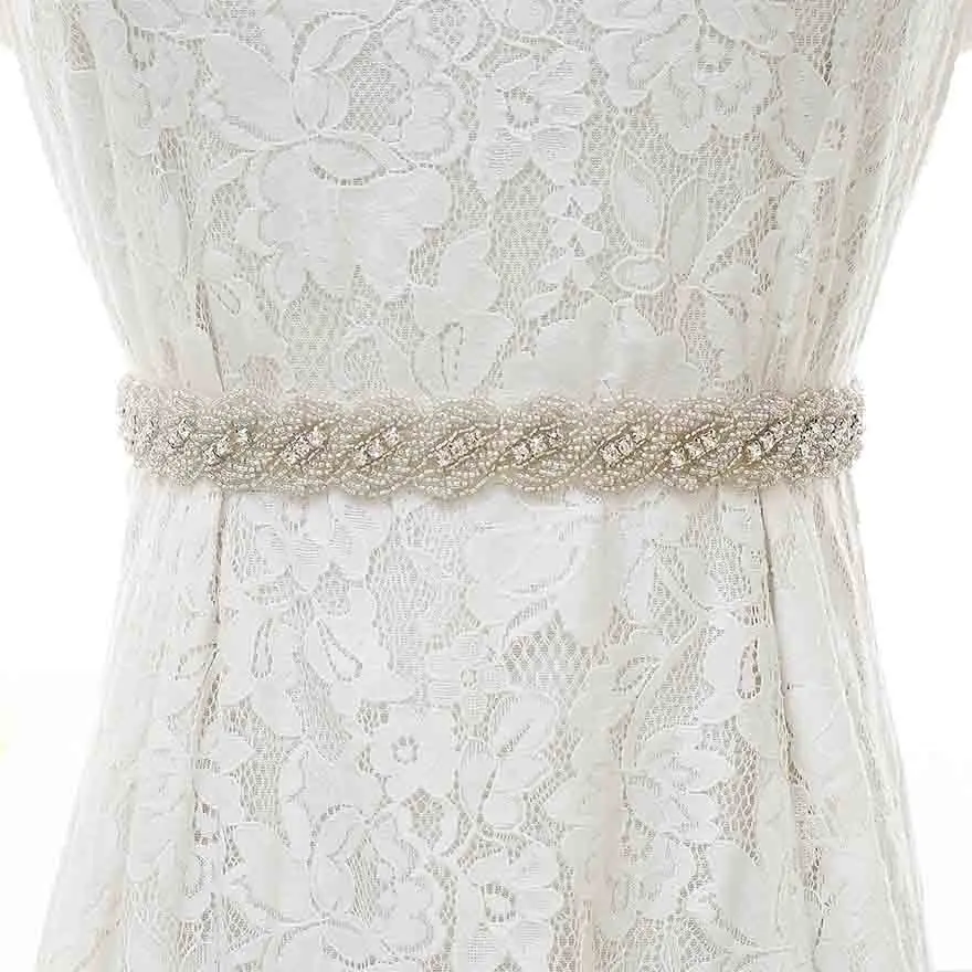 MOLANS ручной бриллиантовый Белый Бисероплетение крест накрест пояс для свадебного