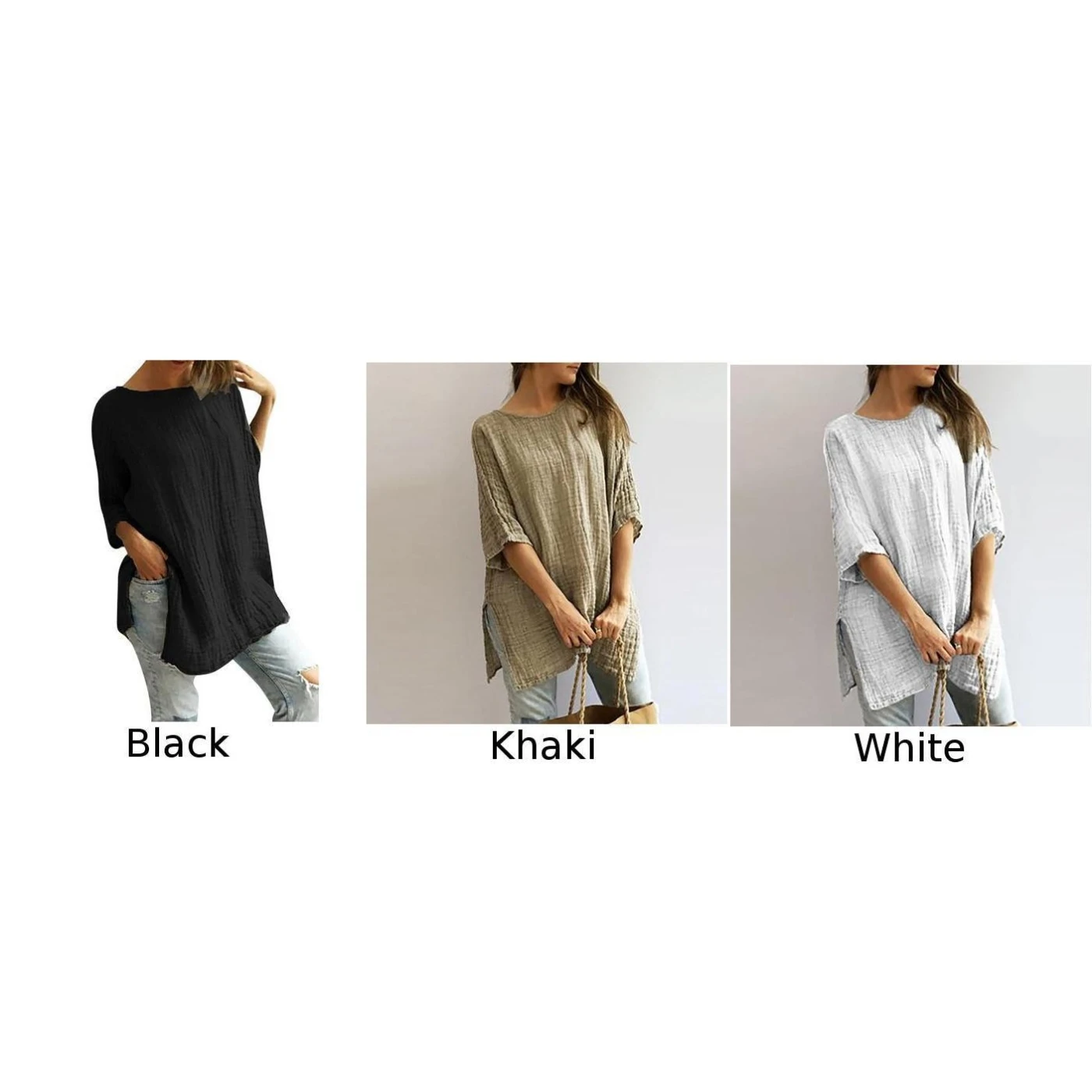Women Tops Blouse Cotton linen Casual Clothing Round Neck Basic Tee Fashion Half Sleeves Stylish Loose Vintage |