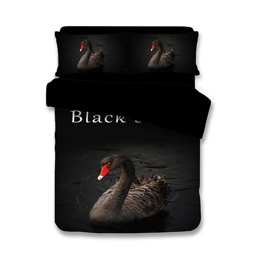 

Black Swan Bedding Set Twin Full Queen Super King Size Single Double Bedding Duvet Cover with Pillow Case