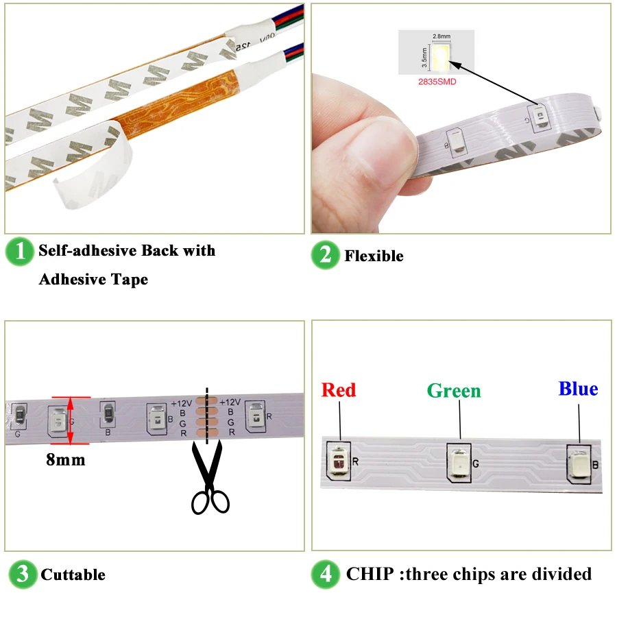 5 м 10 15 20 WI-FI RGB светодиодный полосы света Водонепроницаемый SMD2835 DC12V Диод гибкой