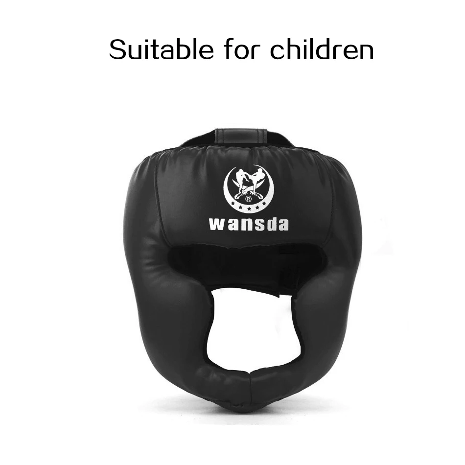 Children Black REXCHI кикбоксерский шлем для мужчин и женщин PU Каратэ Муай Тай Guantes De Boxeo Free Fight ММА Санда обучение взрослых детское оборудование - Цвет: Children Black