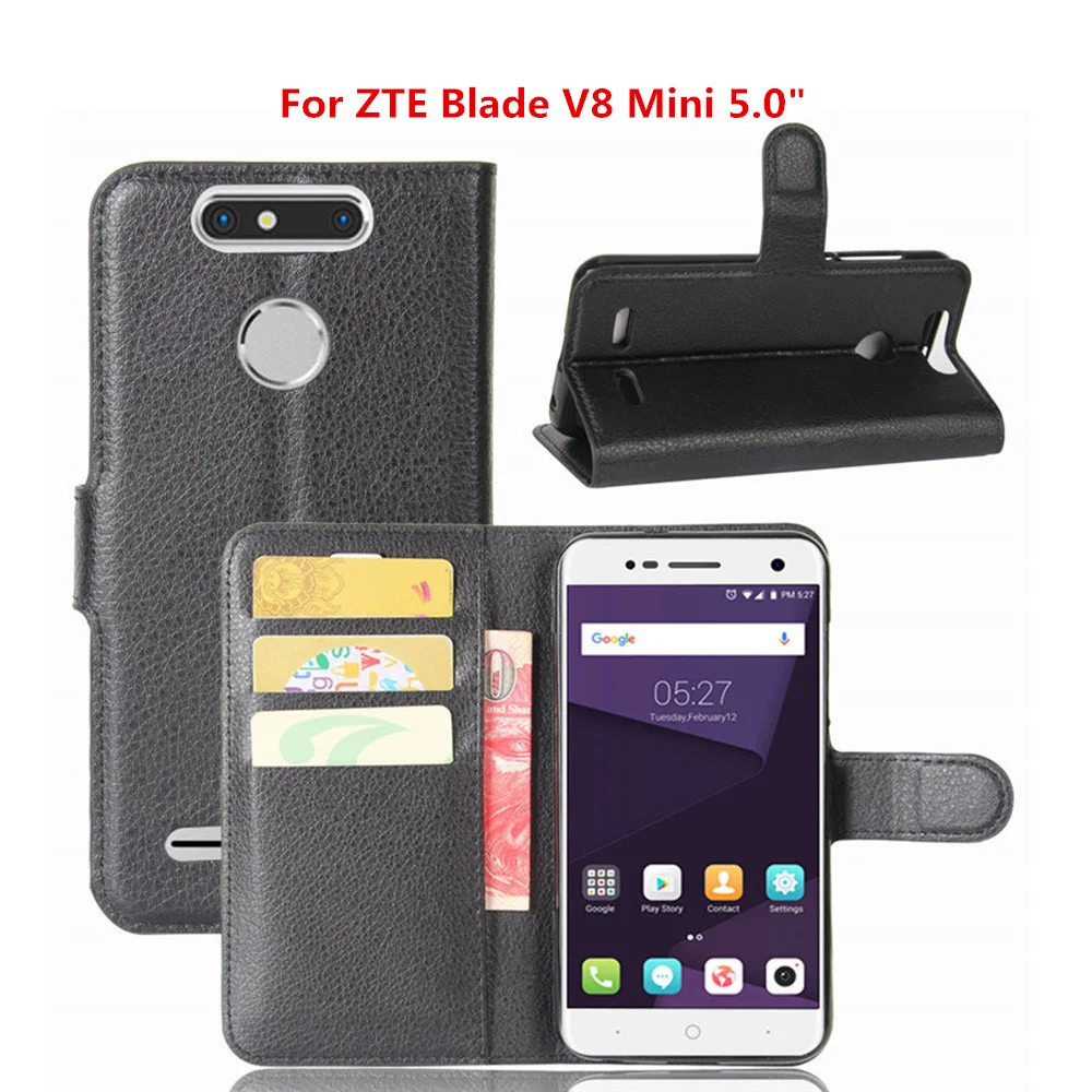 Чехол для ZTE Blade V8mini Роскошный кожаный флип кошелек чехол Capa V8 V 8 mini чехлы с