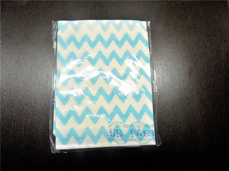 Бесплатная доставка 1000 шт светло-голубой шеврон бумажные мешки для конфет баров