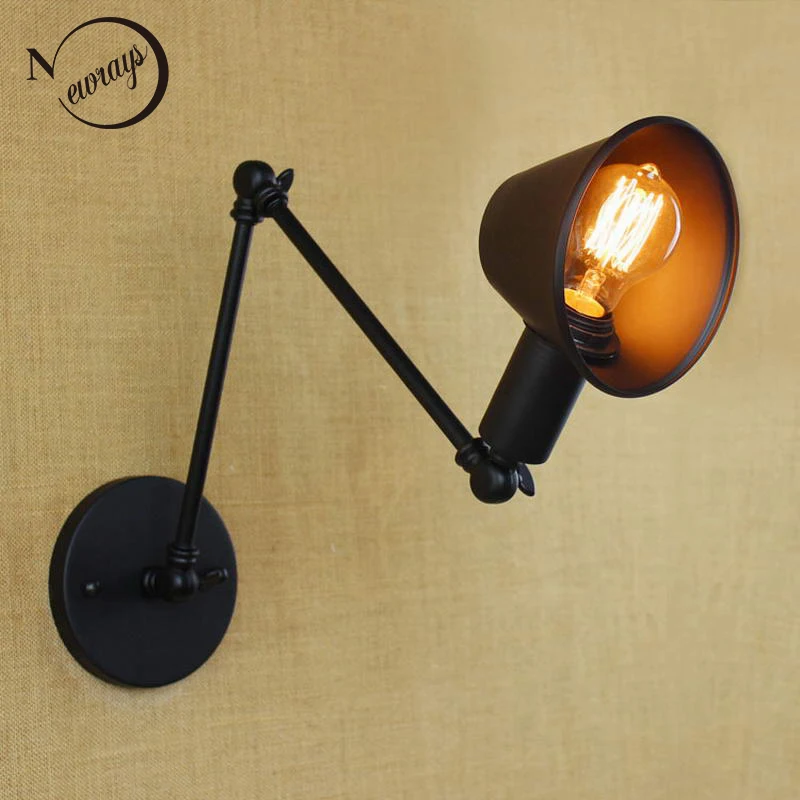 Черные матовые Настенные светильники e27 в стиле лофт железная лампа с