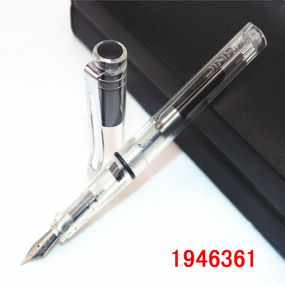 JINHAO 599, все цвета, Студенческая Мода, средний и тонкий перьевая ручка, лучший подарок для подарка, школьные офисные принадлежности - Цвет: Transparent white