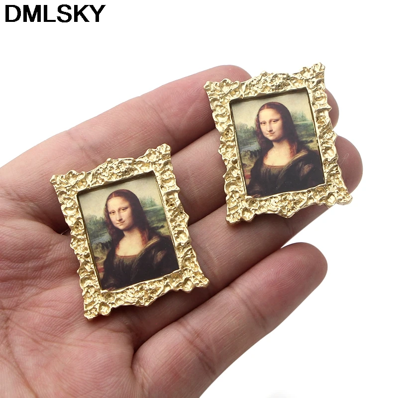 DMLSKY/1 пара, винтажные забавные серьги с масляной росписью, ювелирные изделия для женщин, серьги-гвоздики, эмалированные серьги-подвески для девочек, аксессуары M3267