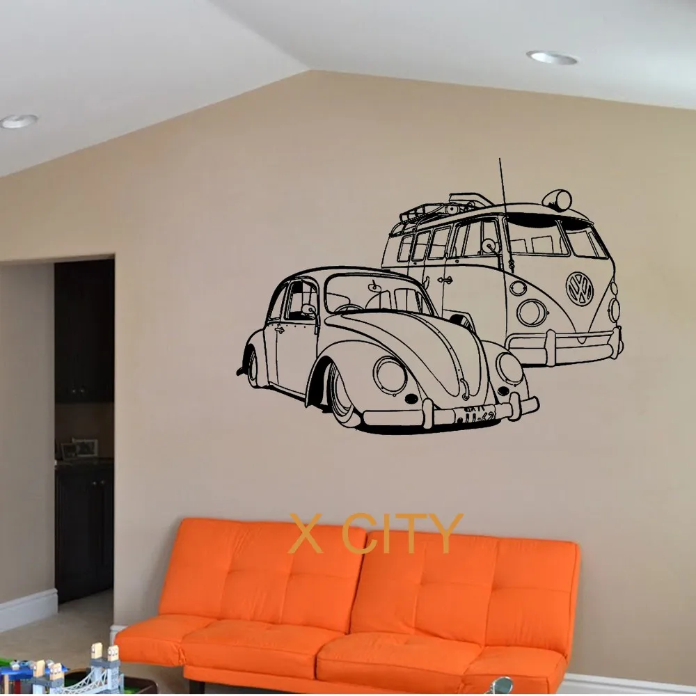 Бесплатная доставка Для VW Camper Van и Beatle Car club виниловая наклейка на стену