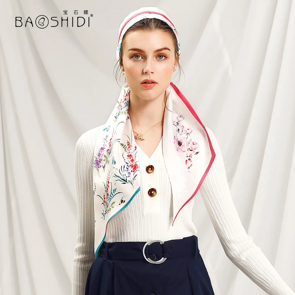 Весенняя коллекция 2018 модный двойной узкий шейный платок BAOSHIDI 100% Шелковая
