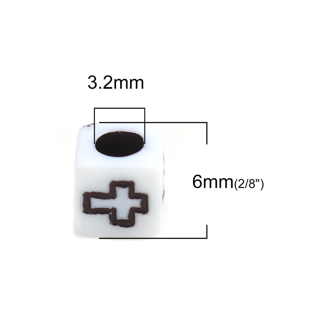 DoreenBeads Acrylic Beads Square White Black Colorful Cross Pattern DIY Findings About 6mm x Hole: Approx 3.2mm 500 PCs | Украшения и