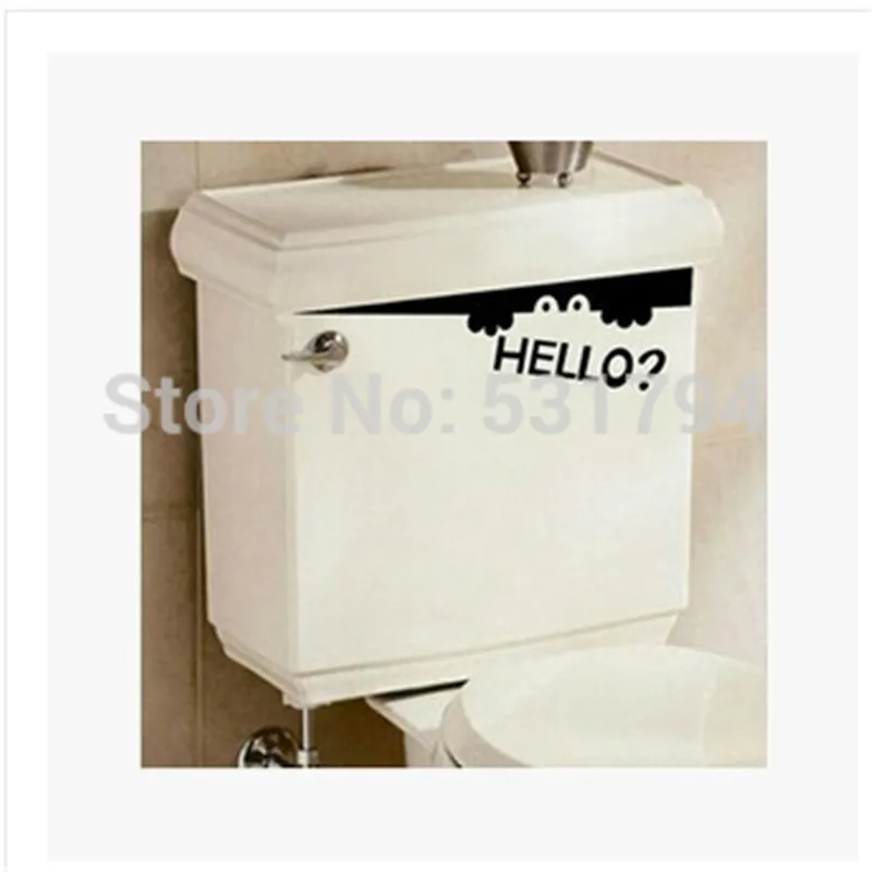 

Peeping Hello! Funny Black Wall Stickers Fashion Sticker DIY For Bathroom Toilet Tiles Affixed To The Toilet Home Decorations