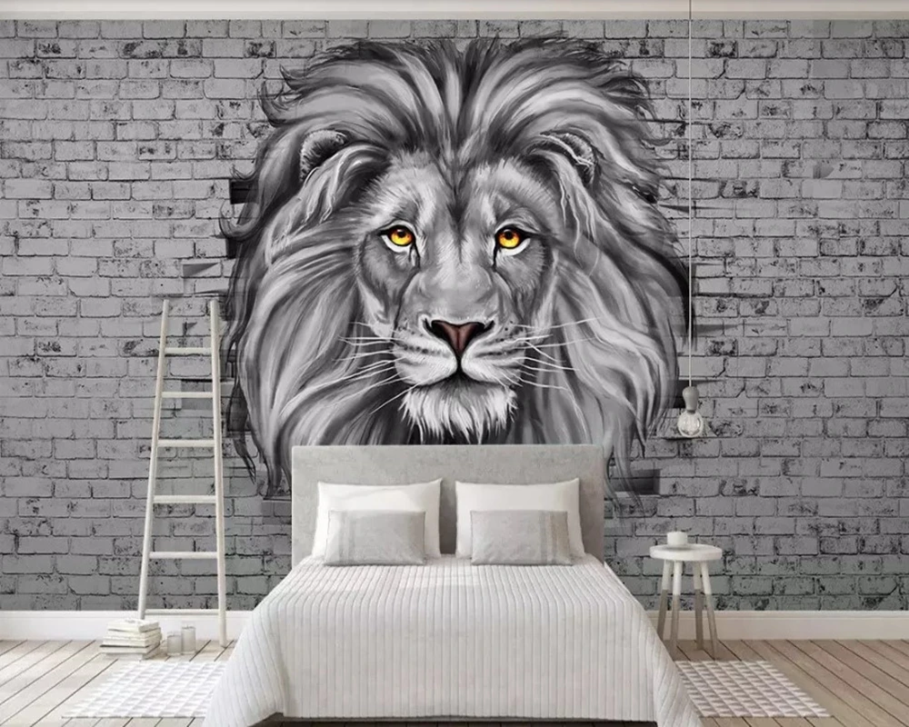 Lion 3d modern wallpaper papel de parede living room sofa tv wall bedroom papers home decor cafe bar restaurant mural | Обустройство