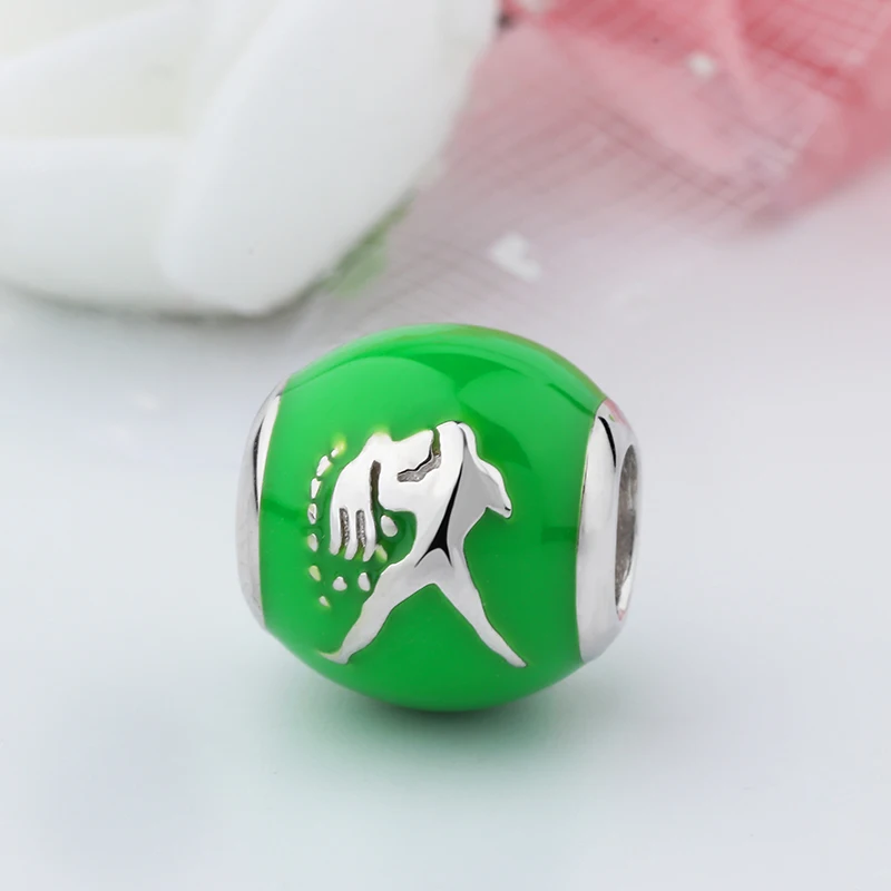 STEP FORWARD 100% 925 Sterling Silver Green Enamel Aquarius Constellation Charm Fit Bracelet and Necklace Fashion Jewelry | Украшения и