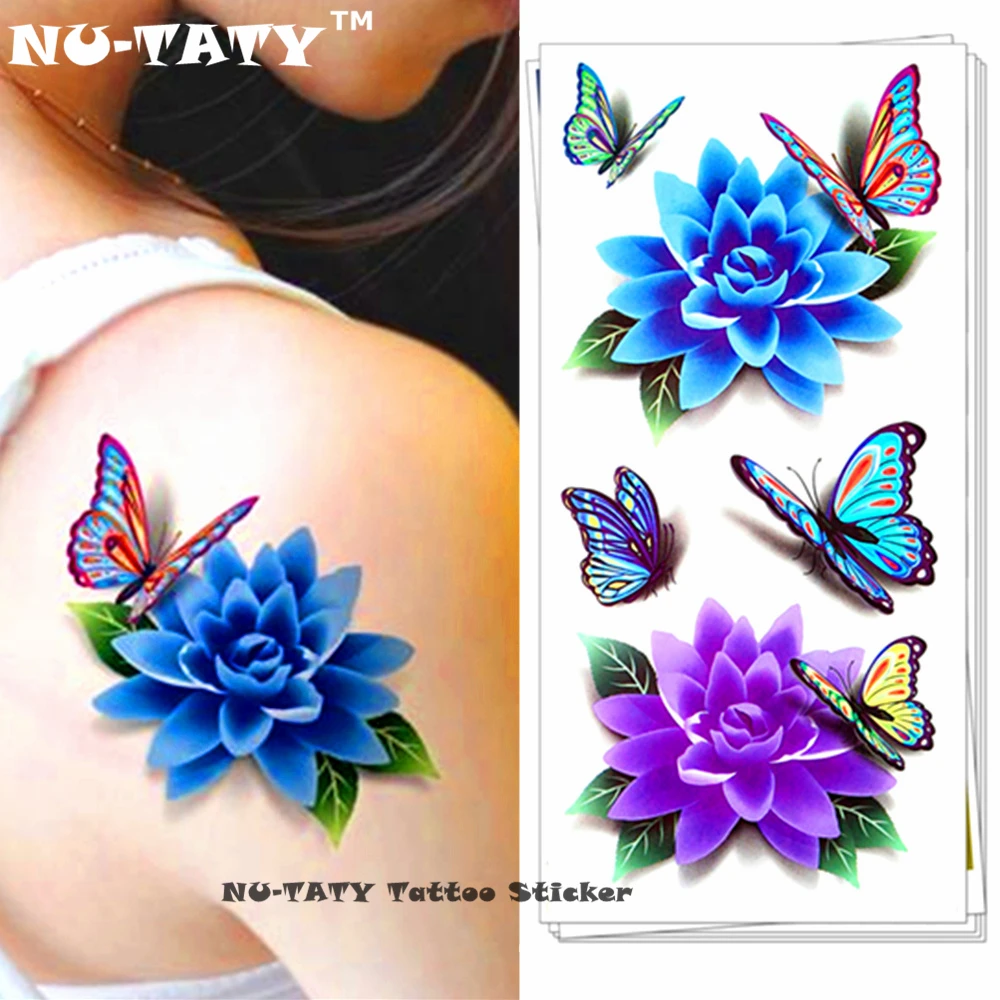 Тату наклейка тела с синим лотосом 19 Х9 см|flash tattoo stickers|tattoo stickertatoo styles |