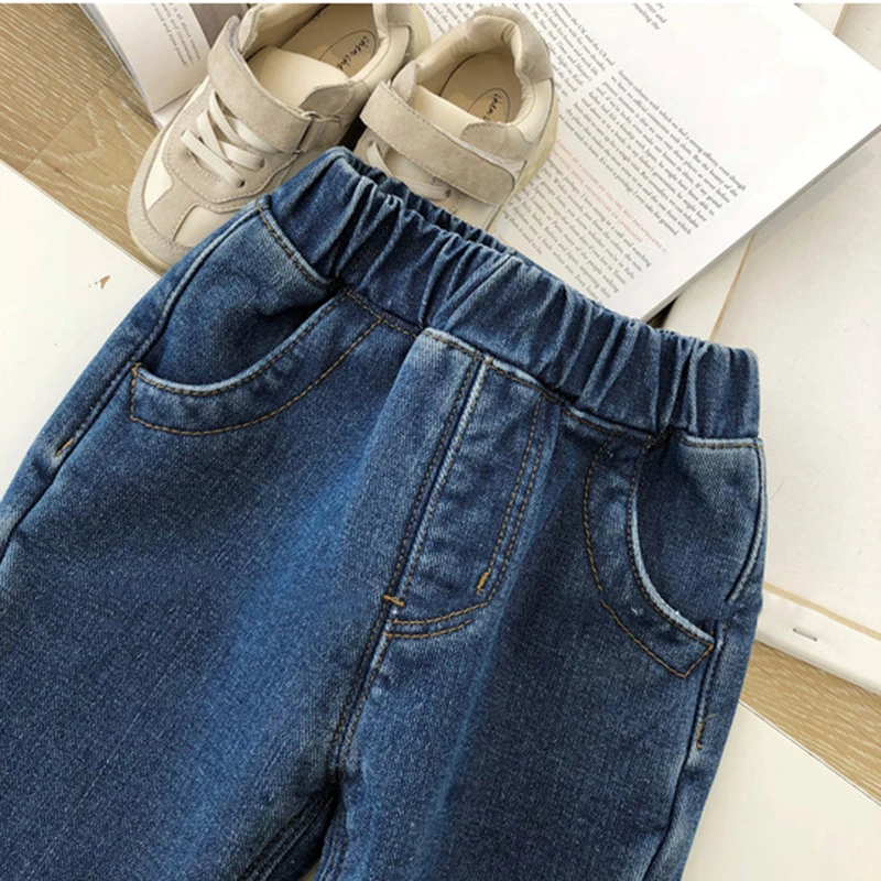 Детские джинсы новинка 2019 детская зимняя одежда модные новые джинсовые брюки для