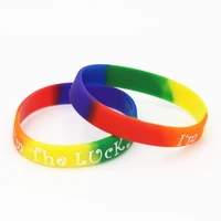 1pc fashion im the lucky bracelet rainbow color silicone wristband sports braceletsbangles fashion jewelry adults gifts sh171