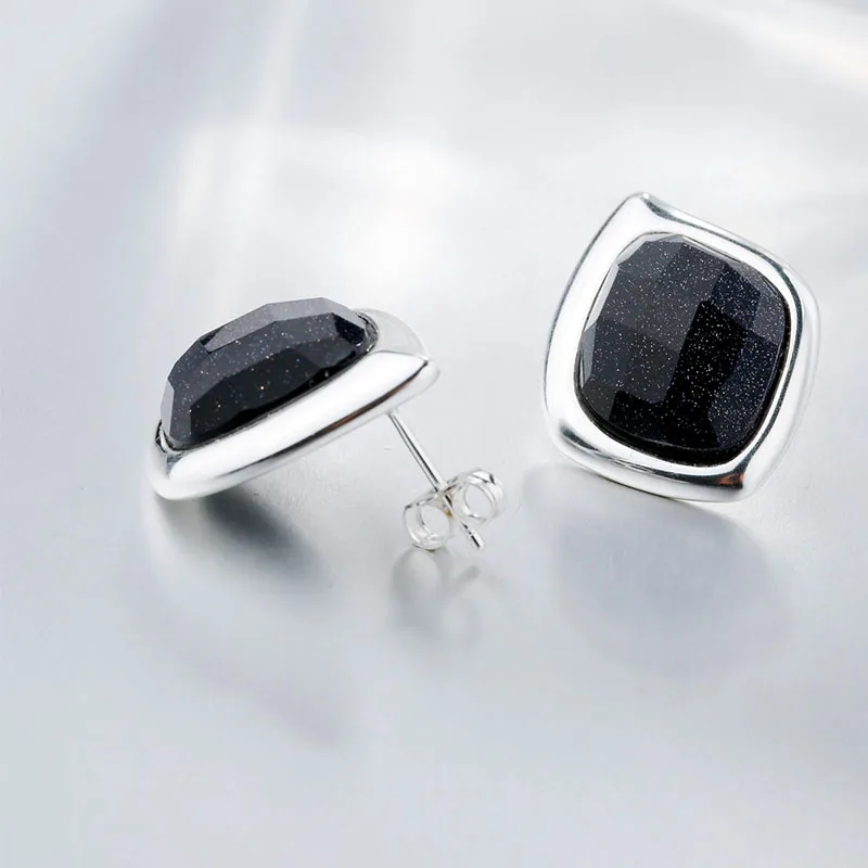 Sa silverage натуральная 925 серебро ювелирных украшений для женщин серьги черный 2017