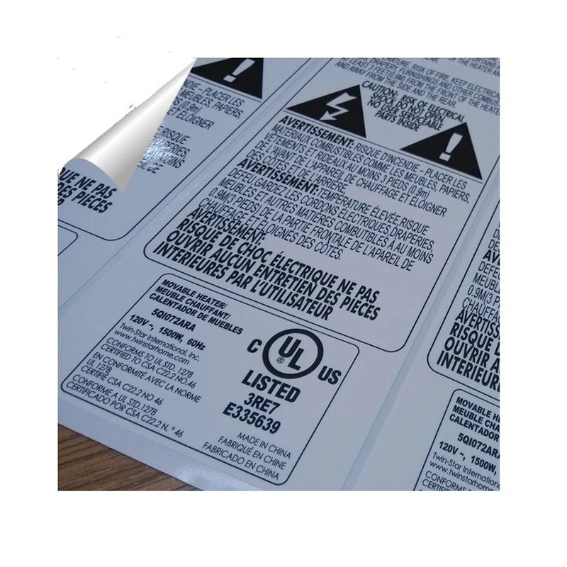 

Top ranking high temperature resistant electronic products label, self adhesive power supply sticker label