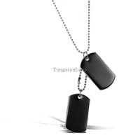 fashon army tactical style black blue 2 dog tags chain beauty mens pendant necklace for men jewelry 2 colors selection