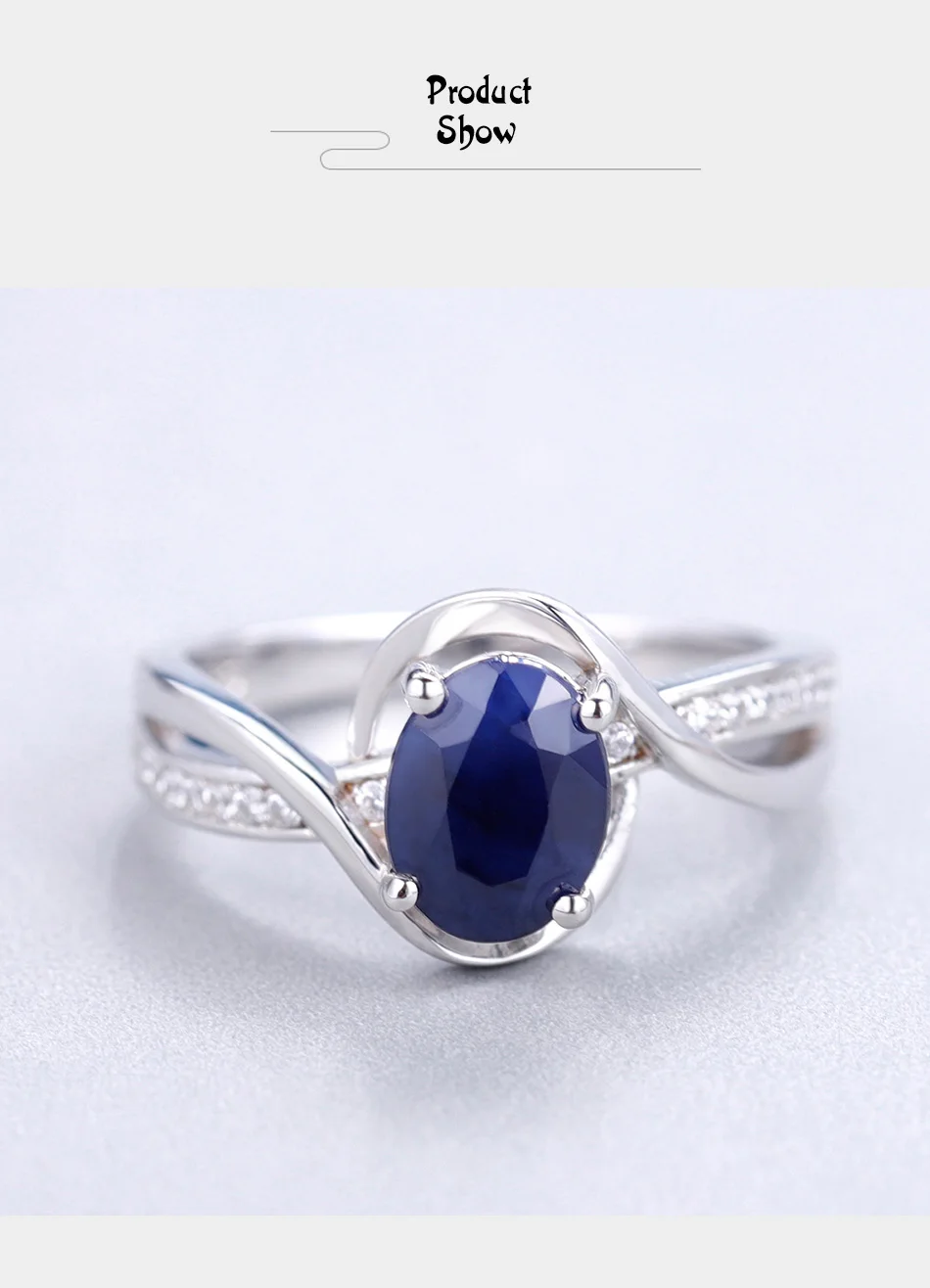 Gem's Ballet 1.66Ct Овальный натуральный сапфир обручальные кольца с драгоценными камнями 925 пробы серебряные ювелирные изделия для женщин Прямая поставка