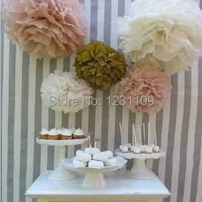 20pcs/lot 10&quot(25cm) mixed color Tissue Paper Pom Poms artificial Flower Balls Party Baby Shower Nursery Wedding Decoration |