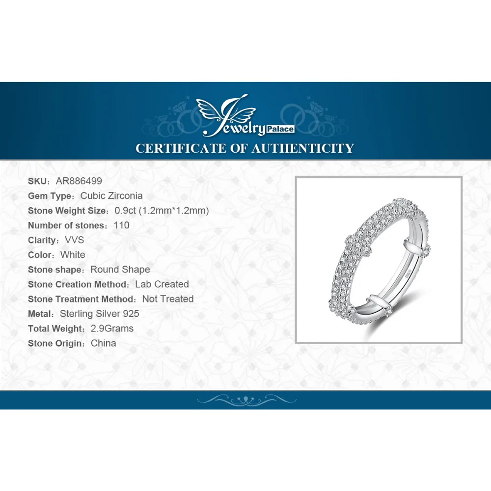 JewelryPalace Винтаж 2 ряда кубического циркония Юбилей обручальное 925 пробы Серебряное кольцо Красивая Новинка; Лидер продаж для Для женщин