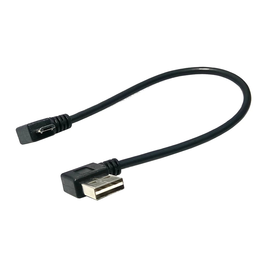 25 см левый правый угол 90 градусов USB 2 0 штекер на Micro 5 контактов двусторонний