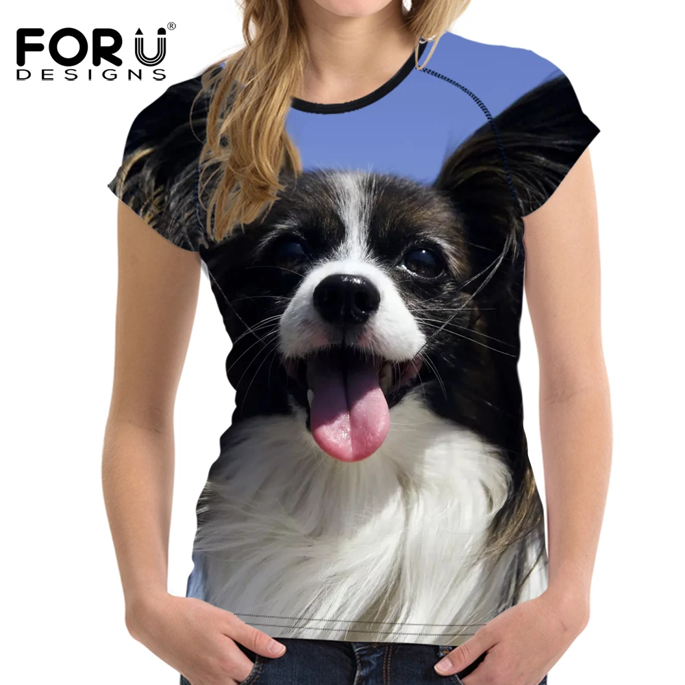 FORUDESIGNS/Летняя футболка для женщин с короткими рукавами 3D рисунком собаки женские