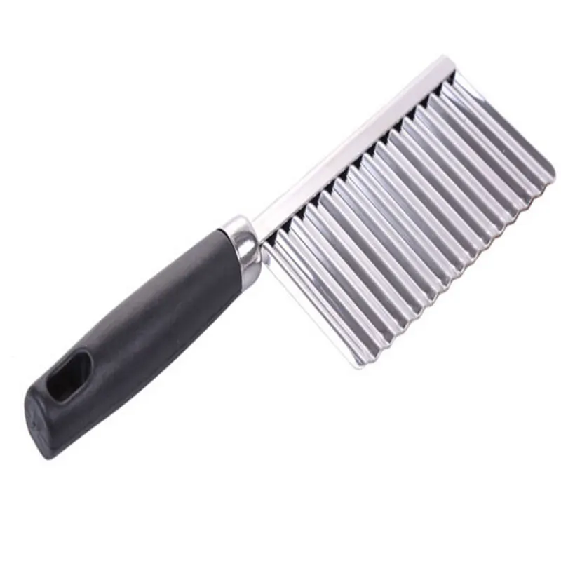 Potato French Fry Cutter Stainless Steel Kitchen Accessories Serrated Blade Easy Slicing Banana Fruits Wave Knife Chopper | Дом и сад