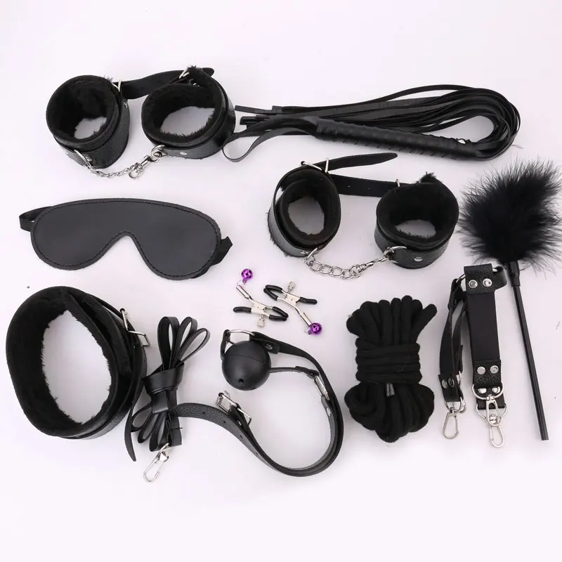 11 Pcs Women Sexy Lingerie BDSM Bondage Set Gag Handcuffs Nipple Clamp Bed Slave Pearl Panties Sex Toys For Adults Erotic Games |