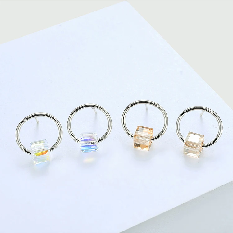 MALANDA квадратные кристаллы от Swarovski круглой формы серьги гвоздики модные